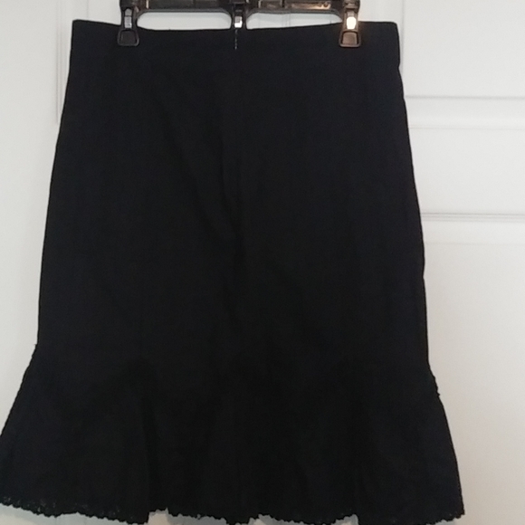 Black Organic Cotton Skirt with Crochet Lace Trim - Picture 2 of 6